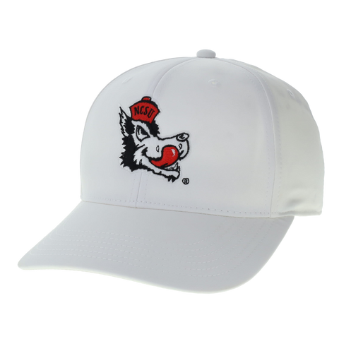 NC State Wolfpack Legacy White Slobbering Wolf Back 9 Stretch Fit Hat