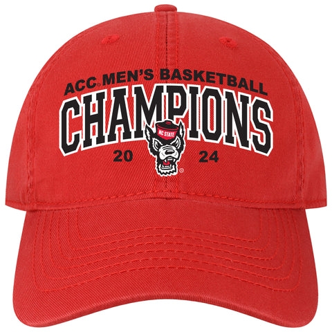 NC State Wolfpack 2024 ACC Men's Basketball Champions Red Relaxed Fit Adjustable Hat