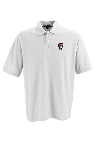 NC State Wolfpack White Wolfhead Soft-Blend Pique Polo