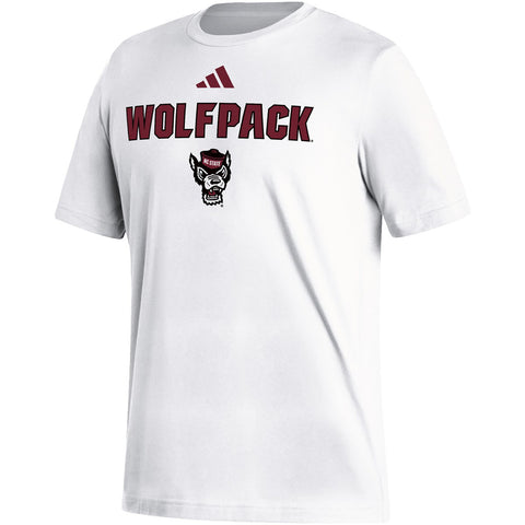NC State Wolfpack Adidas Pregame Wolfpack White T-shirt