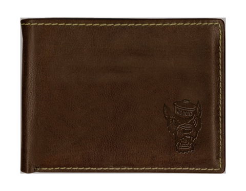 NC State Wolfpack Brown Contrast Stitch Wolfhead Bifold Wallet