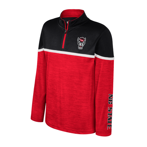 NC State Wolfpack Colosseum Youth Colorblock Billy 1/4 Zip Windshirt