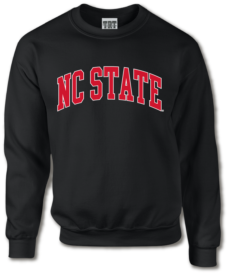 NC State Wolfpack TRT Black Arched Heat Sealed NC State Crewneck Sweatshirt