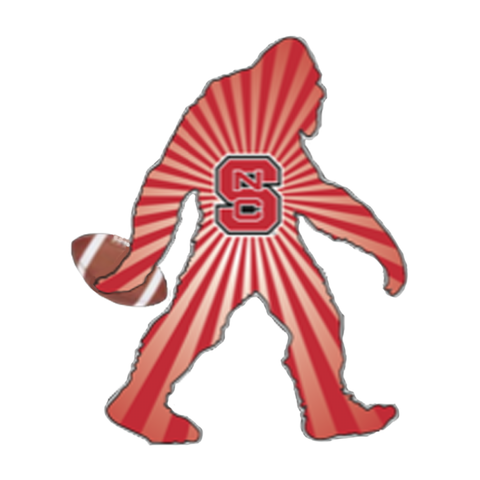 NC State Wolfpack Red Bigfoot w/ Football Decal 2.5"