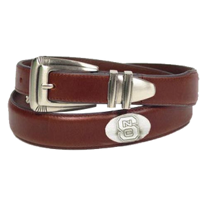 NC State Wolfpack Brown Concho Tip Leather Belt