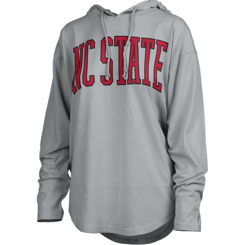 NC State Wolfpack Women's Grey San Bruno Arch Light-Weight Jersey Hooded Sweatshirt