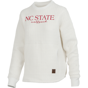 NC State Wolfpack Women's Champagne Cable Knit Fleece Crewneck Sweatshirt