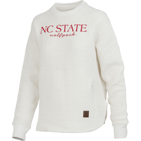 NC State Wolfpack Women's Champagne Cable Knit Fleece Crewneck Sweatshirt