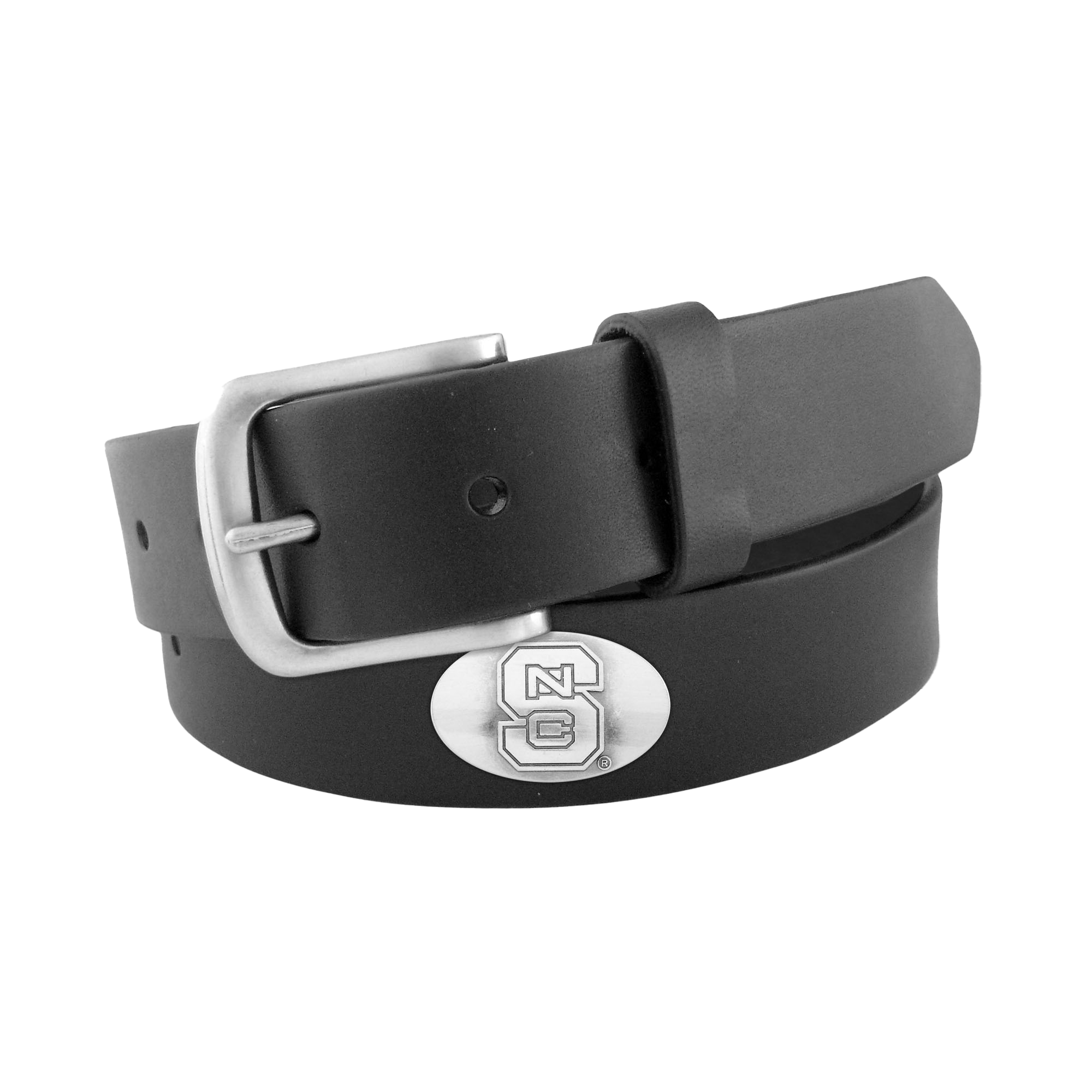 NC State Wolfpack Black Concho No Tip Leather Belt