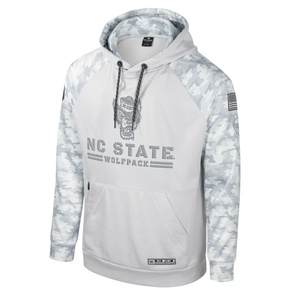 NC State Wolfpack Operation Hat Trick Poly Fleece Light Grey/Horizon Camo Hood