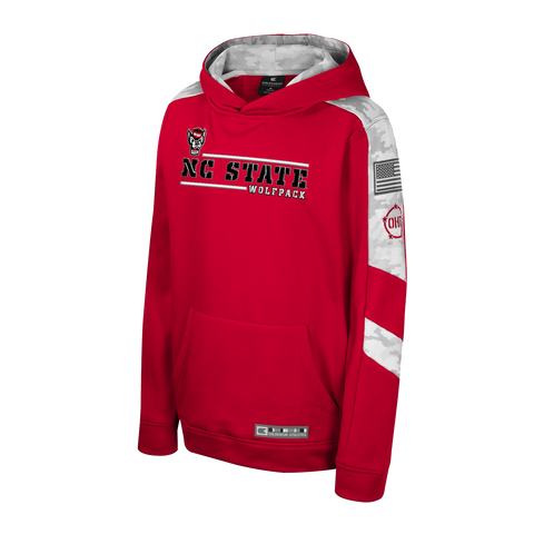 NC State Wolfpack Operation Hat Trick Youth Red/Horizon Camo Hooded Sweatshirt