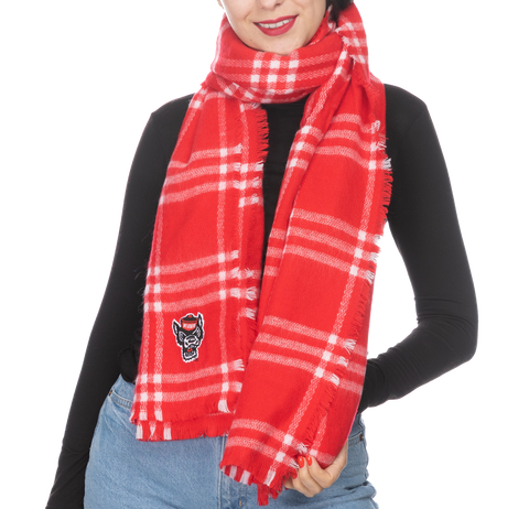 NC State Wolfpack Red and White Wolfhead Blanket Scarf