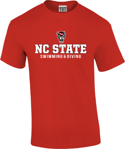 NC State Wolfpack Red Wolfhead Swimming & Diving T-Shirt