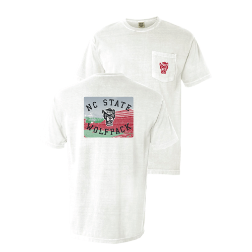 NC State Wolfpack Comfort Colors White Football Stadium Pocket T