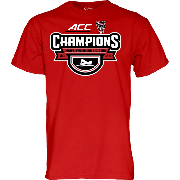 NC State Wolfpack ACC Men's Swimming & Diving 2024 Champions Red T-Shirt