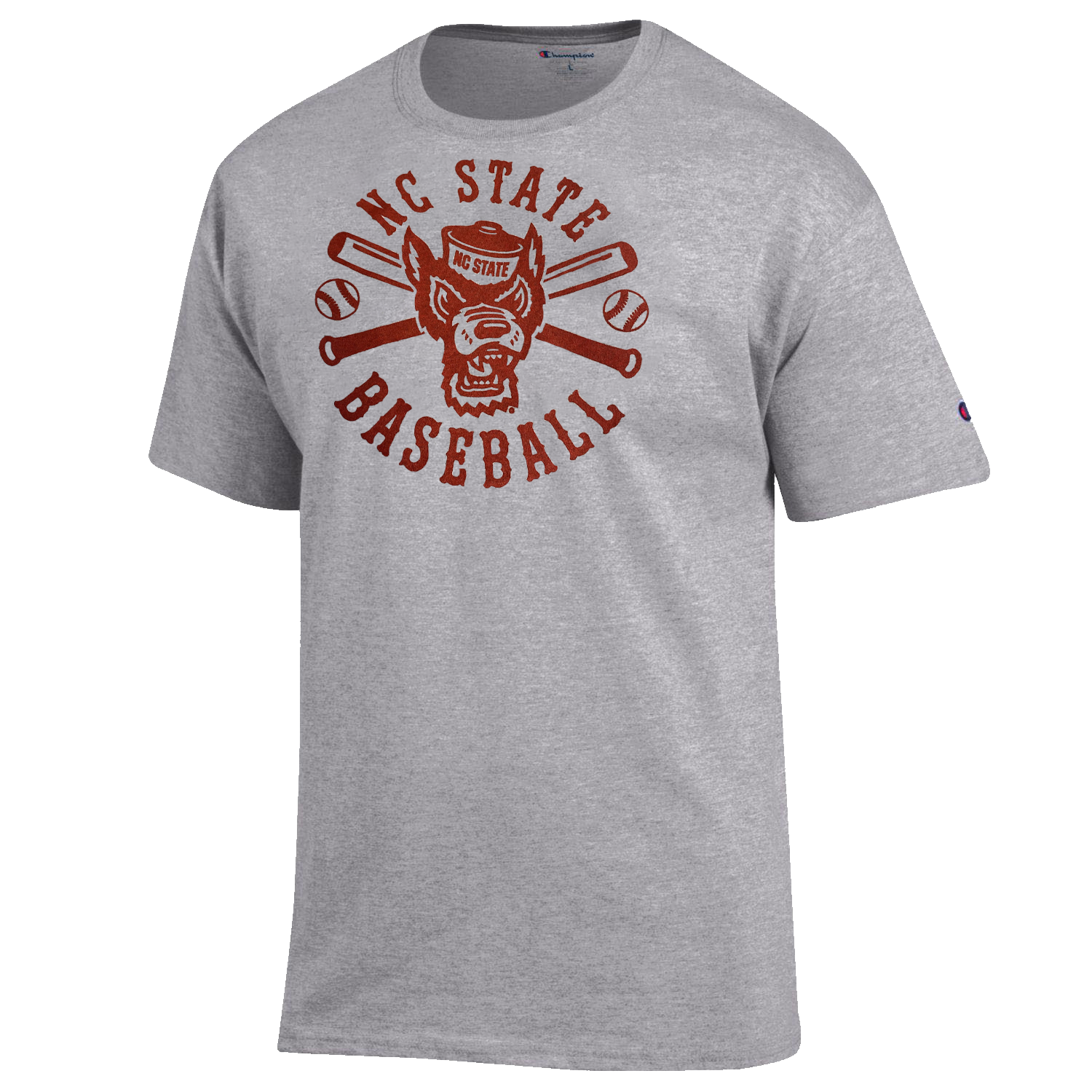 NC State Wolfpack Champion Grey Wolfhead Baseball T-Shirt