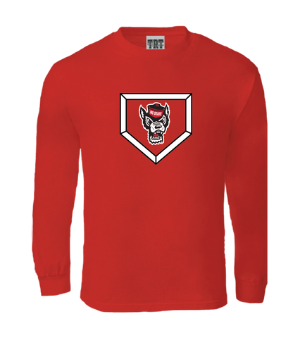 NC State Wolfpack TRT Red Wolfhead Homeplate Long Sleeve T-Shirt