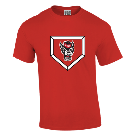NC State Wolfpack TRT Youth Red Wolfhead Homeplate Short Sleeve T-Shirt