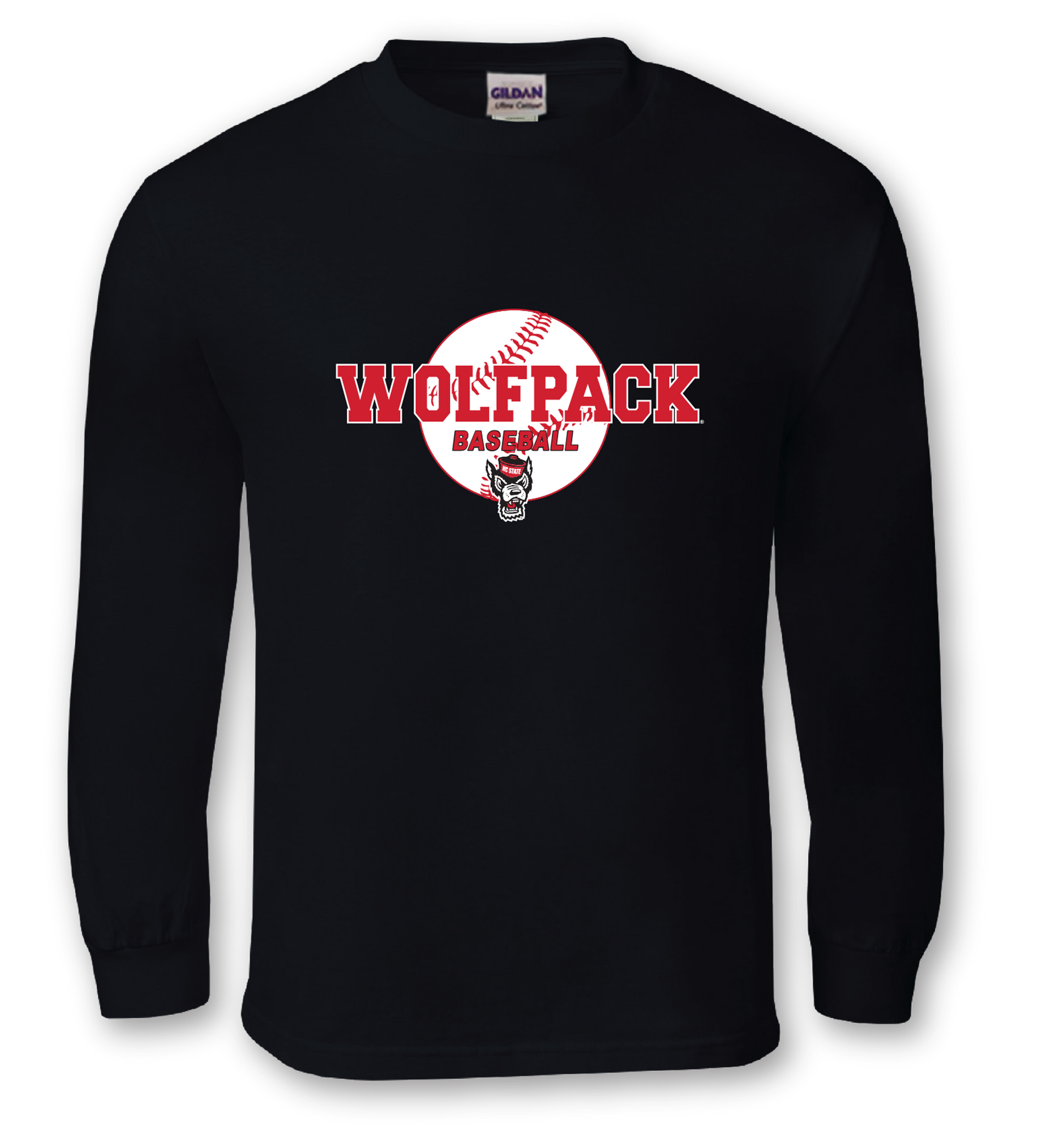 NC State Wolfpack TRT Wolfhead Baseball Black Long Sleeve T-Shirt