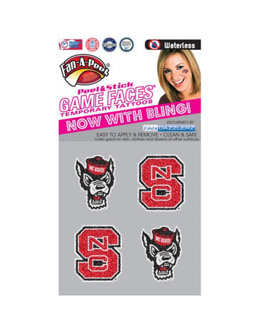 NC State Wolfpack 4pk Block S and Wolfhead FanDazzlers