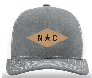 Heather Grey and White Diamond North Carolina Adjustable Mesh Hat