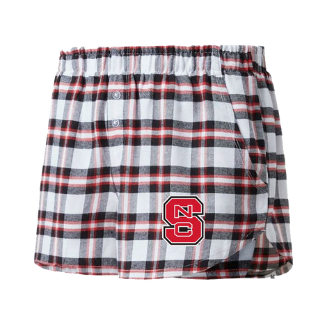 NC State Wolfpack Women's Black/Red Block S Sienna Flannel Shorts
