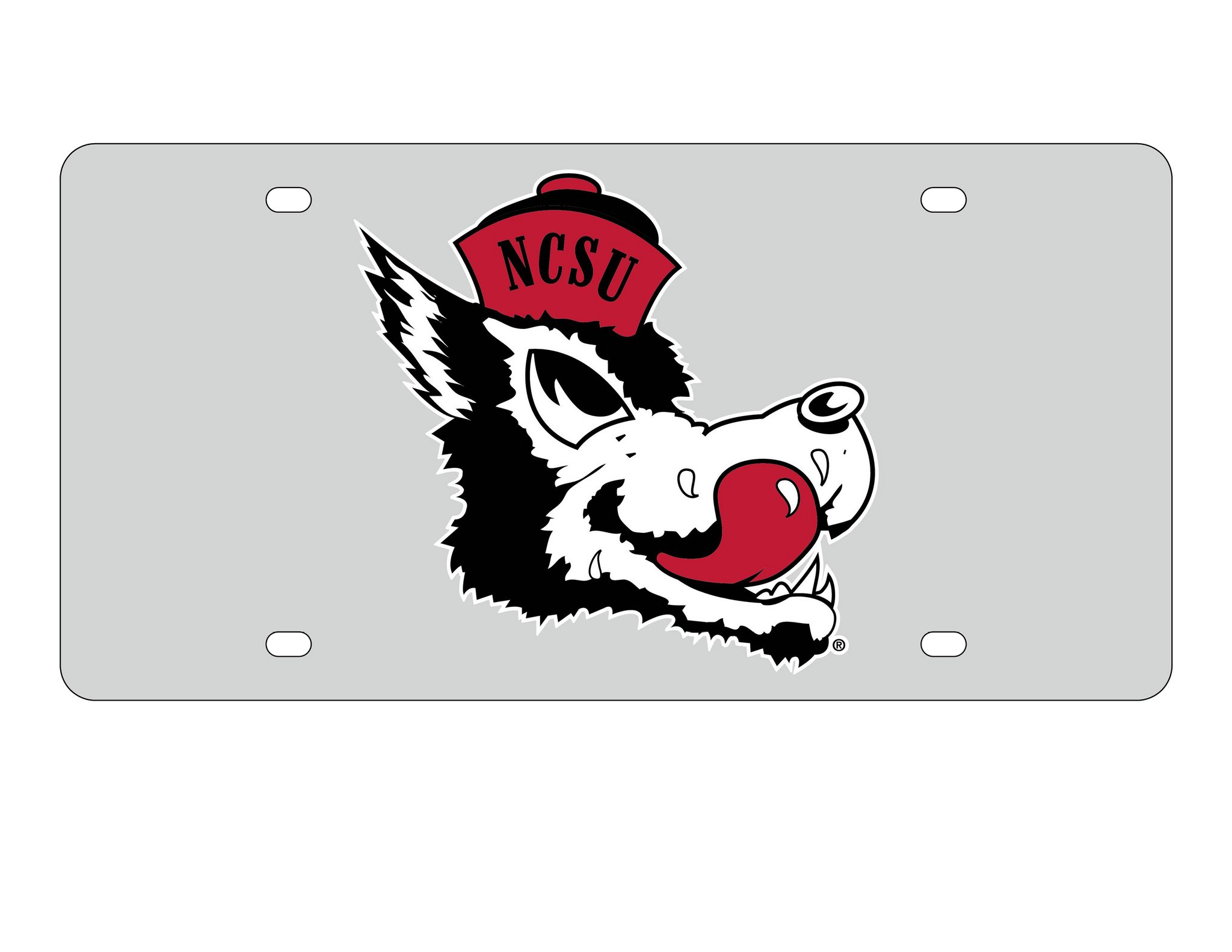 NC State Wolfpack Silver Slobbering Wolf Laser Cut License Plate