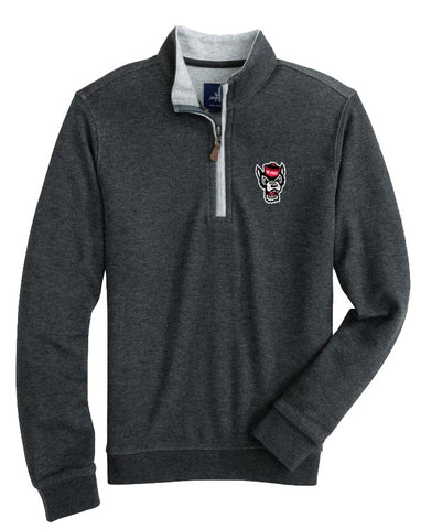 NC State Wolfpack Johnnie O Sully Heather Black 1/4 zip pullover