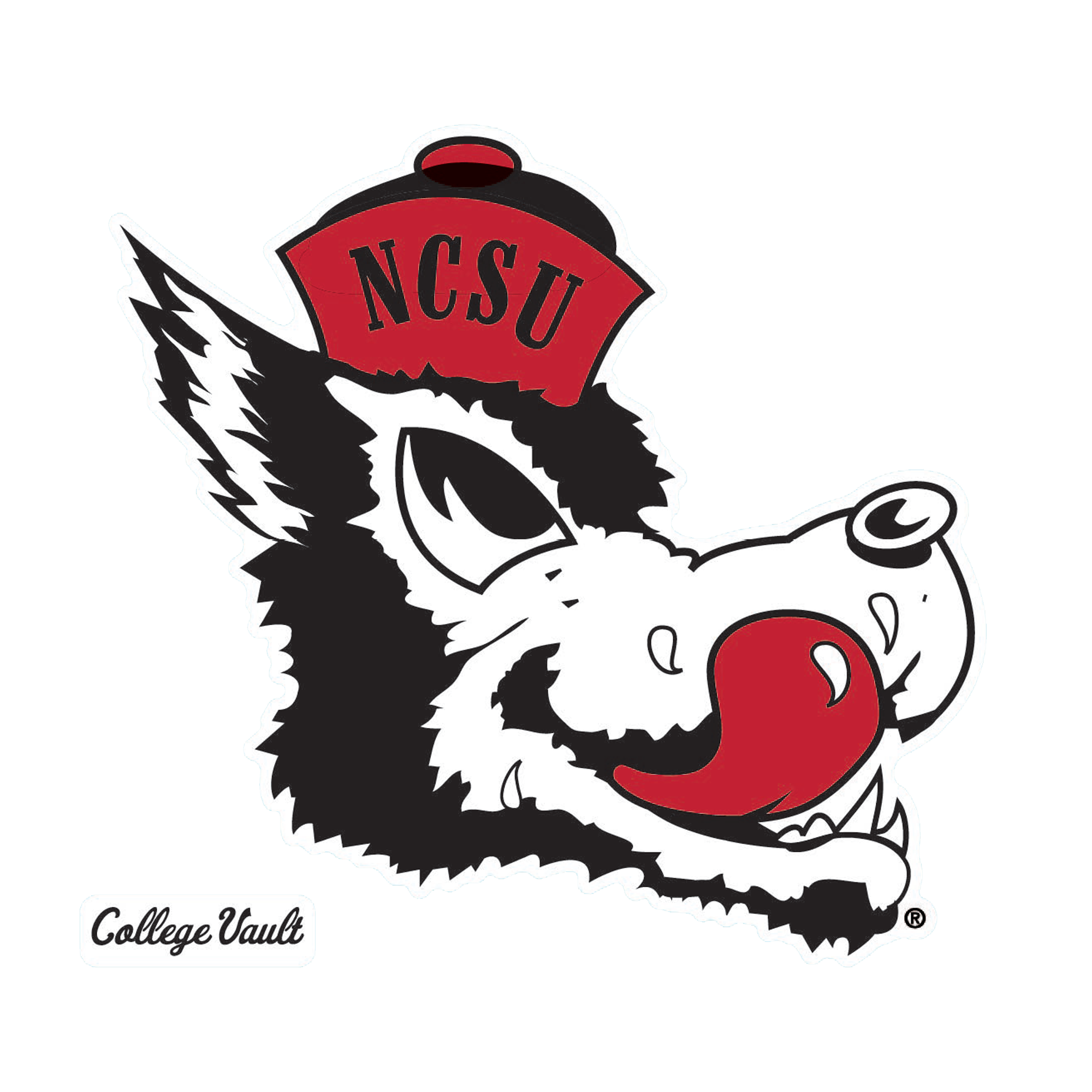 NC State Wolfpack Slobbering Wolf College Vault Perfect Cut Decal