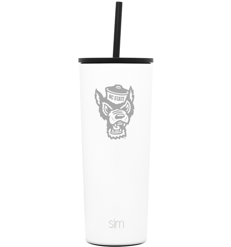 NC State Wolfpack Simple Modern 24 oz White Wolfhead Classic