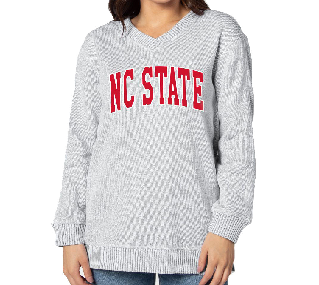 NC State Wolfpack Women's Heather Grey Comfy V-Neck Tunic Sweatshirt – Red  and White Shop