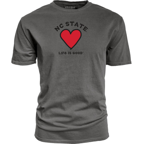 NC State Wolfpack Life is Good Heather Black Jake Heart T-shirt
