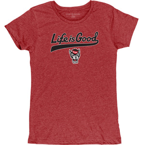 NC State Wolfpack Life is Good Women's Heathered Red T-shirt