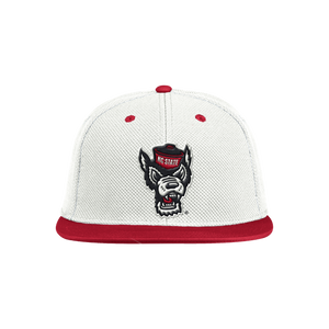 NC State Wolfpack Adidas White w/ Red Bill On-Field Baseball Fitted Mesh Hat