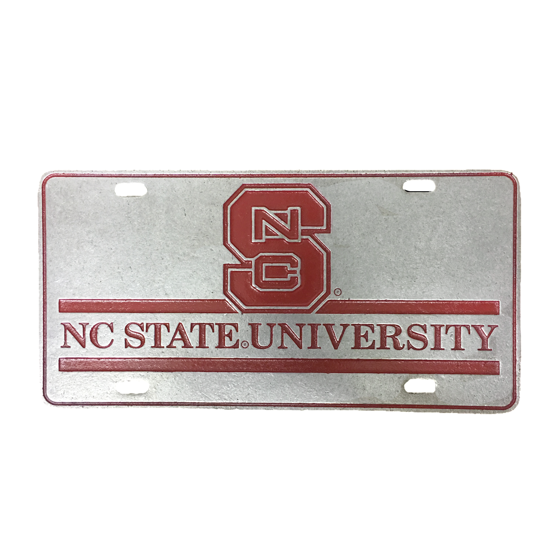 NC State Wolfpack University Red Block S Pewter License Plate