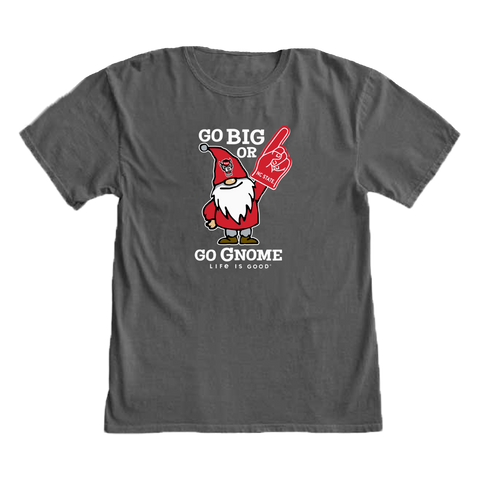 NC State Wolfpack Life is Good Grey "Go Big or Go Gnome" T-shirt
