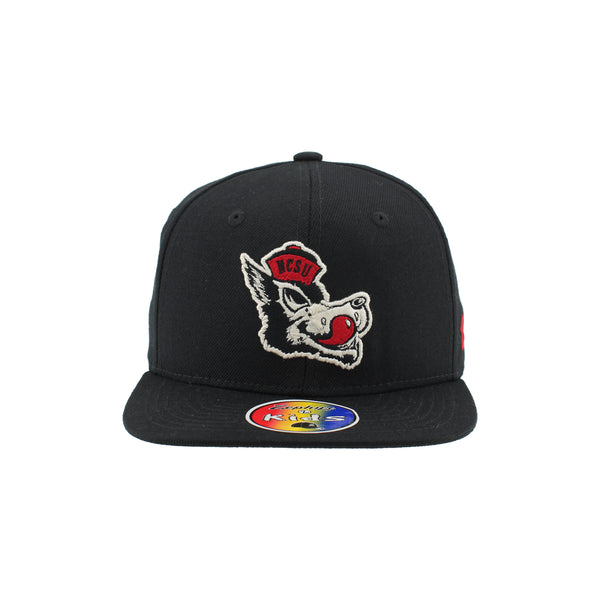 NC State Wolfpack Kid's Black Vault Slobbering Wolf Classic Flatbill Snapback Hat