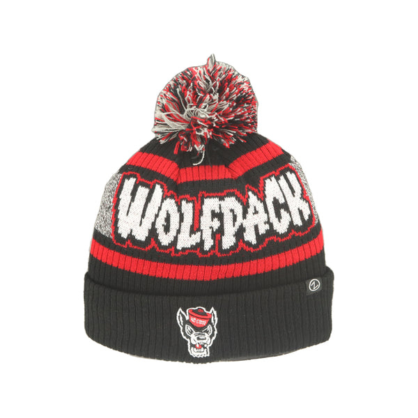 NC State Wolfpack Youth Black Shift Knitted Cuff Pom Beanie