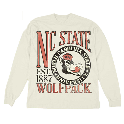 NC State Wolfpack Ivory First Dibs Heavyweight Long Sleeve T-Shirt