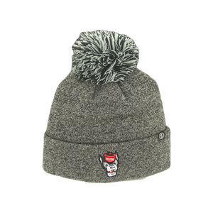 NC State Wolfpack Grey and Black Wolfhead Nimbus Knitted Cuff Pom Beanie