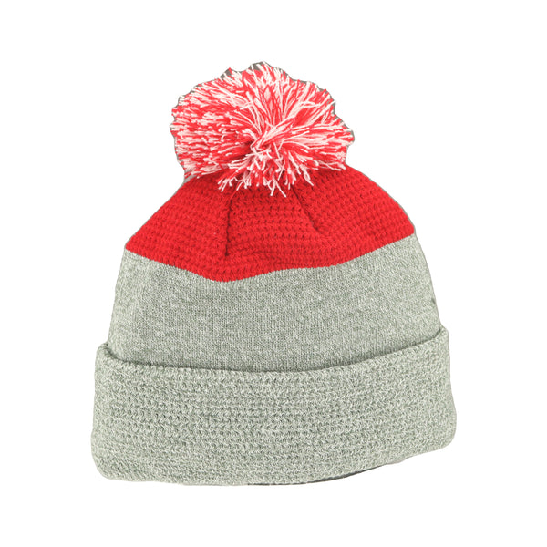 NC State Wolfpack Grey and Red Wolfhead Ozone Knitted Cuff Pom Beanie