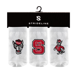 NC State Wolfpack White 3-Pack Baby Socks