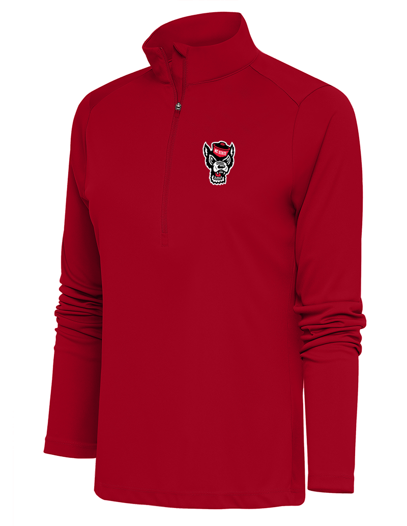 NC State Wolfpack Antigua Women's Red Wolfhead Tribute 1/4 Zip Pullover