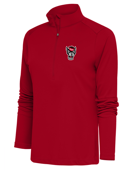NC State Wolfpack Antigua Women's Red Wolfhead Tribute 1/4 Zip Pullover