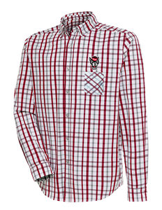 NC State Wolfpack Antigua Red and Grey Wolfhead Button Down Dress Shirt