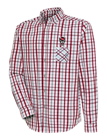 NC State Wolfpack Antigua Red and Grey Wolfhead Button Down Dress Shirt