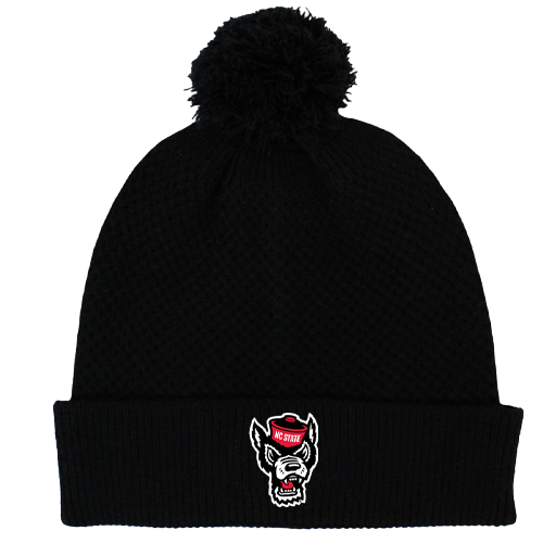 NC State Wolfpack Women's Black Wolfhead Knit Pom Beanie