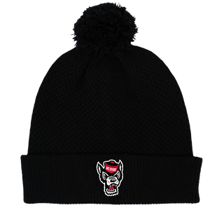 NC State Wolfpack Women's Black Wolfhead Knit Pom Beanie