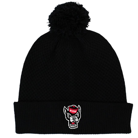 NC State Wolfpack Women's Black Wolfhead Knit Pom Beanie