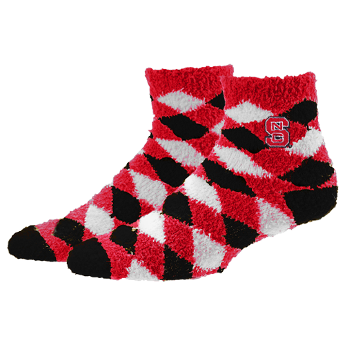 NC State Wolfpack Block S Fuzzy Diamond Socks